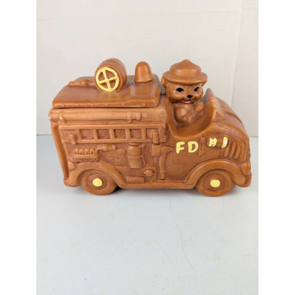 Vintage 1950s – 60s Twin Winton Fire Truck Smokey The Bear Forestry Cookie Jar
